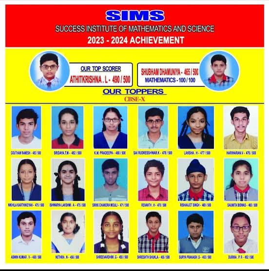 SIMS 2023–2024 Class X toppers